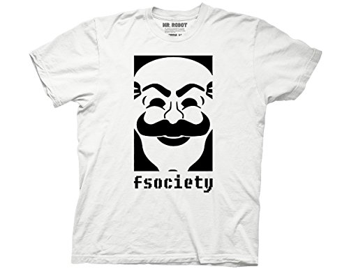 Mr Robot F Society White T-Shirt (Adult X-Large)