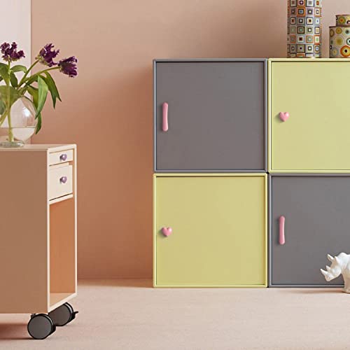 NAKUPENDA 6 Stück Möbelknöpfe Herzform Keramik Schrank Schubknöpfe Knauf Keramik Herzform Griffe mit Schrauben für Kinderzimmer Küchen Schränke Bücherregal (Hellrosa)