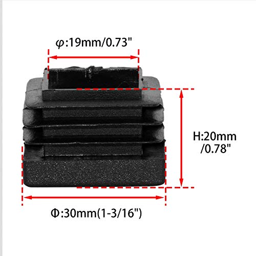 Image of Flyshop 30 x 30 mm, 1.18 inch x 1.18 inch Black Plastic Hole Plugs Square Tubing End Caps Tube Inserts Durable Furniture Glide for Chair Table Stool Leg 8 Pack