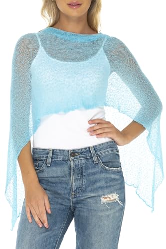 Image of SHU-SHI Womens Sheer Knit Poncho Shrug Lightweight Cover Up One Size Fits Most