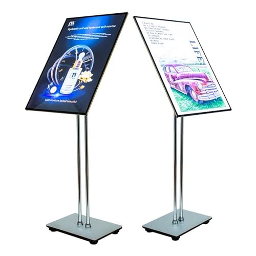 IEOWY Poster frame signage stand LED Floor Standing Sign Frame, Illuminated Sign Stand, Adjustable Led Rechargeable Illuminated Poster Display Stand menu board(Black frame,50 * 70cm) IEOWY Poster frame signage stand LED Floor Standing Sign Frame, Illuminated Sign Stand, Adjustable Led Rechargeable Illuminated Poster Display Stand menu board(Black frame,50 * 70cm)