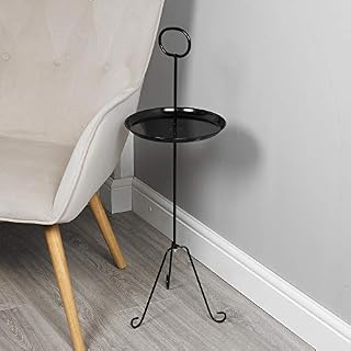 URBNLIVING Black or White Metal Side End Coffee Tables, Novel Decorative Display Home Decor Stands, H80 x 26.5 cm (White)