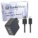 Produktbild Trade-Shop Ersatz für Dual USB-C Schnellladegerät Huawei Honor 8, Honor 8 Premium, Honor 8 Pro, Honor 9, Honor Note 8 / 5V 2,4A Netzteil Ladekabel USB 3.1 Typ-C Schwarz (2 Anschlüsse)