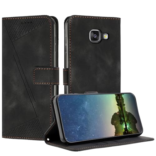 Mo-Beauty Handyhülle für Samsung Galaxy A510 / A5 2016, PU Leder Brieftasche Klapphülle Magnetic Standfunktion Kartenfach Schutzhülle hülle für Samsung A510/A5 2016 - Schwarz