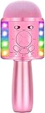 【Ausgezeichnete Live-Show】 Die LED-Lichter des Karaoke-Gesangsmikrofons blinken im Rhythmus und schaffen eine angenehme Party-Atmosphäre für Ihre Kinder, die sich sehr gut für Geburtstag, Urlaub, Weihnachten und andere Feiern eignet.