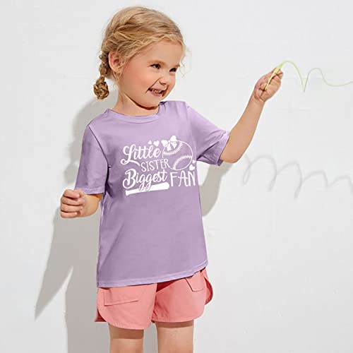 Image of FRYAID Toddler Baseball Sister Shirt Baby Girl Baseball Outfit Big Sister Shirt Birthday Girl T-Shirt Summer Cotton Tee Top