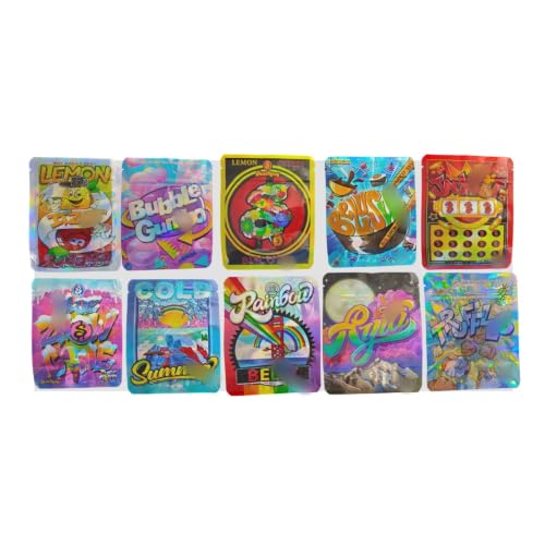 usixdaxla 100 PCS Mylar Bags Halloween Candy Bags for Trick or Treat Plastic Goodie Gift Bag with 10 Designed Characters for Adult Party Favors Treat Party Supplies