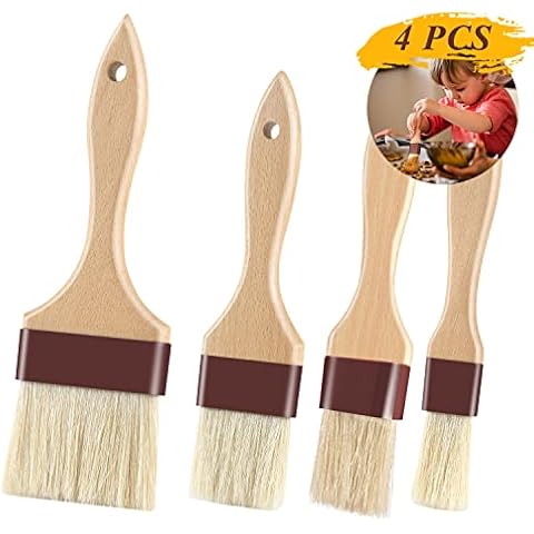 Pastry Brushes for Baking Basting Brush with Boar Bristles and Beech Hardwood Handles Culinary Oil Brush for Barbecue Butter Grill BBQ Sauce Baster Marinade Kitchen Food Cooking Brushes (1/1.5/2/3") Cover