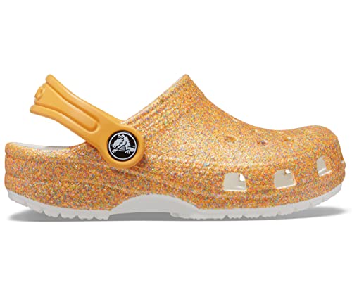 Image of Crocs Unisex ClsscGlttrClgK Orange Sorbet Glitter Clog-9 Kids UK (C9) (205441-9BE)