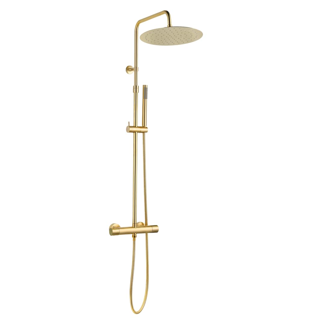 Essebagno Delice II Columna de ducha termostática con cuerpo frío en oro cepillado