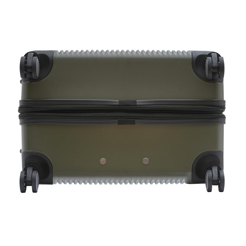 Image of Tommy Hilfiger Polycarbonate Double 8 Spinner Wheels Hard Shell Luggage Trolley, Olive Green, Empire Plus, 35L | Big Suitcase for Travel, Travelling Luggage, Small, 57 Cm