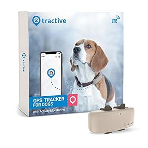 Tractive Waterproof GPS Dog Tracker Location Activity Unlimited Range Works with Any Collar Beige Newest Model
