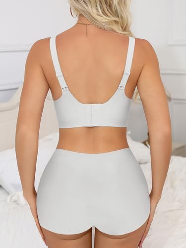 Tankaneo Womens Wireless Jelly Bras No Underwire Soft Bralette Comfortable Full Coverage Seamless T Shirt Bra White — view 5