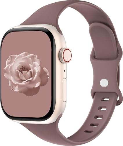 Image of Thin Silicone Band Compatible with Apple Watch 41mm 38mm 40mm 46mm 45mm 42mm 44mm, Slim Narrow Replacement Sport Strap Wristband for iWatch Series 11 10 9 8 7 6 5 4 SE Ultra 3 2 1 Women Men