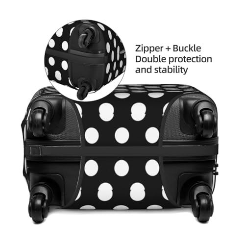 Luggage Cover Protector - Black Polka Dot Print Fit 29-32 Inch Suitcase Covers for Luggage3