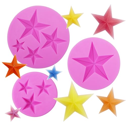 Star Fondant Silicone Molds, 3D Five-Pointed Star Shaped Chocolate Molds, Cake Decorating Baking...