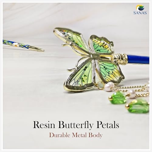 Image of Sanas Butterfly Juda Hair Stick (1Pc) Rhinestone Barrettes For Women Hair Clip Bridal Medium Barrettes For Women Hair Accessories Decorative Hair Clip Butterfly Clips For Girls (1Pc)