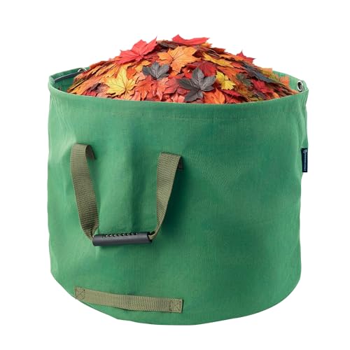 Courtyard Connect Large Canvas Military Green Garden Waste Bag with Strong Handles & Seams 125L Durable Heavy Duty,Collapsible with Easy-Tip Handle,Reusable,UK Seller,Exceptional Customer Support
