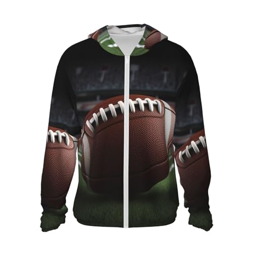 Veste à capuche de football américain zippée manches longues avec poche extérieure