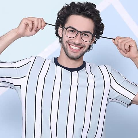 Image of GAINX | Zero Power Blue Cut & Antiglare Computer Square Eyeglasses | Men & Women | Medium - Pack Of 1