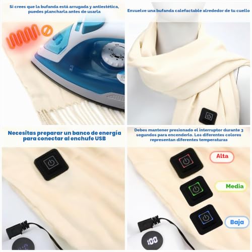 Bufandas térmicas de calefacción USB Sintege pack de 2 en color negro y caqui 4