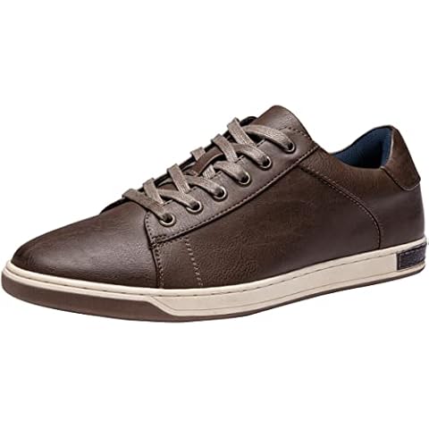 Vostey Men's Sneakers Fashion Dark Brown Casual Shoes Dress Sneaker Oxford Shoes(B81Q13 Dark Brown 11) Cover