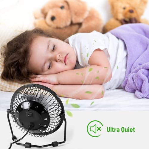 Ventilador de Mesa Pequeno: Mini Ventilador de Metal USB Portátil 10 cm, Silencioso, Vento de Alta V