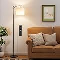 60" Floor Lamps with Remote Control & Bulb, Colors Temperature & Brightness Adjustable, White Shade & Black Pole