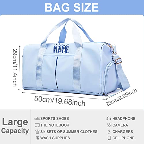 Embroidered Travel Duffel Bag Personalized Name Sports Gym Bags with Shoe Compartment Custom Carry On Overnight Weekender Bag for Women, Pink3