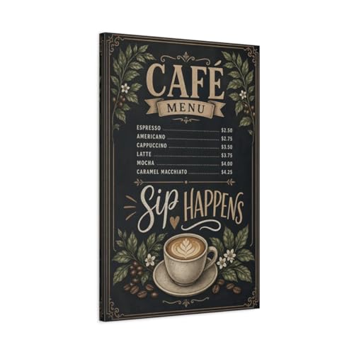 Impression sur toile cafe vintage de qualite superieure 50x75cm