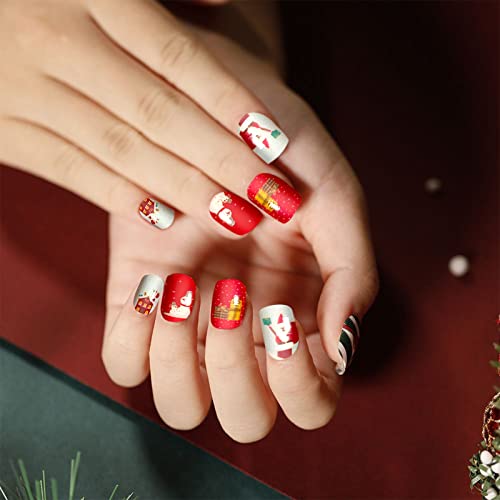 120 Pezzi Natale Unghie Finte per Bambini, Carino