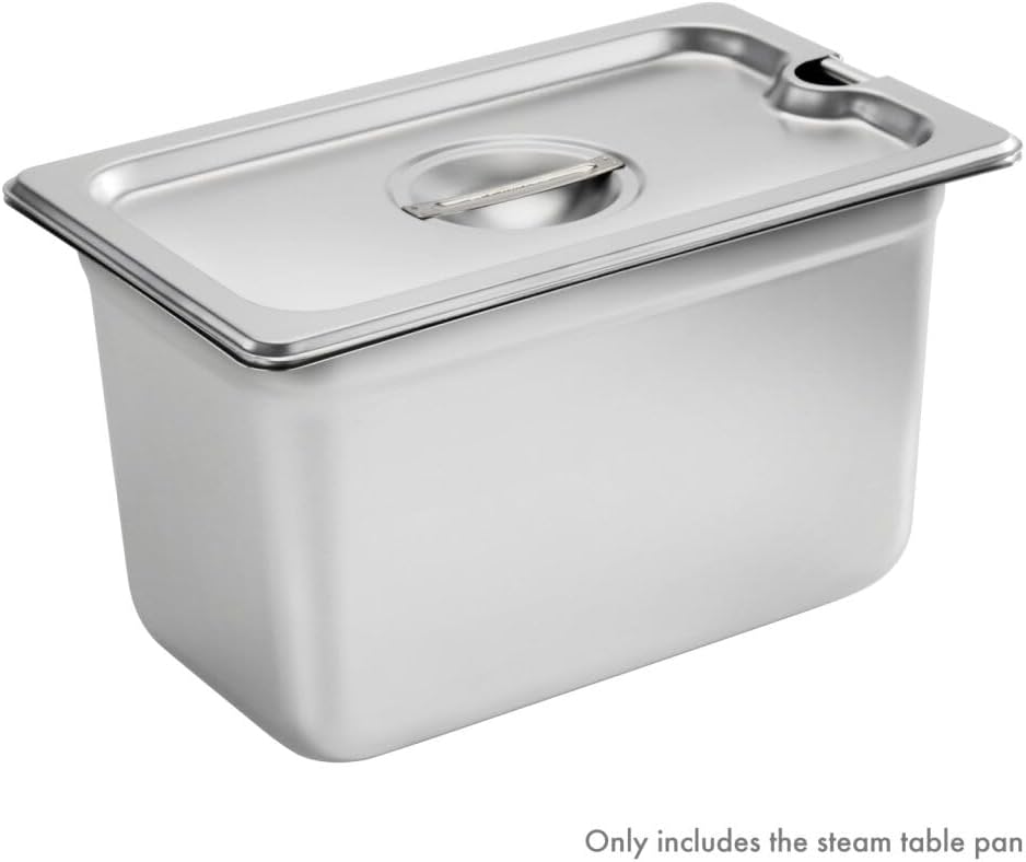 New Star Foodservice 1/4 Size Stainless Steel Steam Table Pan, 10.5 x 6.4 x 6.0 Inches, 18/8 Stainless Steel, 24 Gauge, NSF Certified (Set of 6)