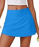 PINSPARK Golf Skirts for Women Lightweight Tennis Mini Skorts Built-in Shorts Stretch Pickleball Skort Skirts, Sparkle Blue XS
