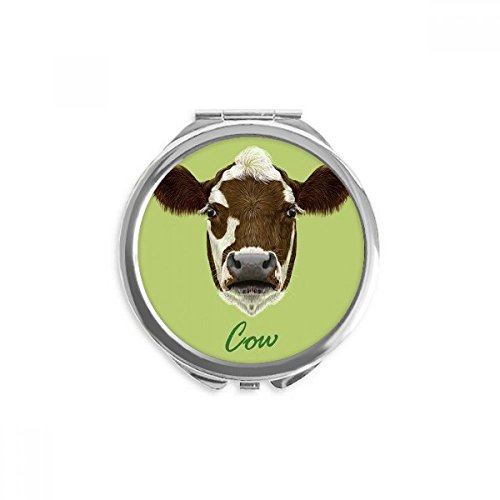 Espejo de maquillaje de bolsillo redondo con estampado animal de vaca lechera
