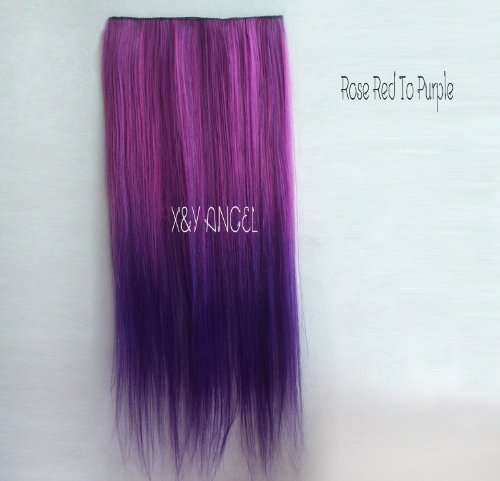 X&Y ANGEL -Two Tone One Piece Straight Synthetic Thick Hair Extension Clip-on Hairpieces (dark green to light green)