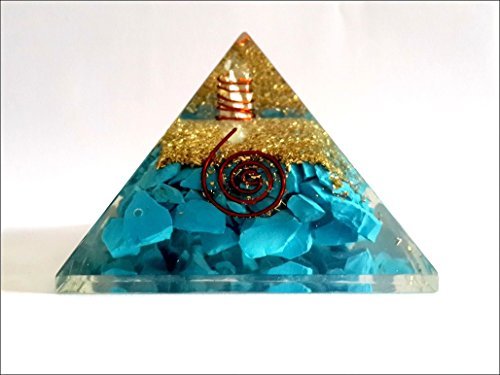 Exquisite A++ Turquoise Orgone Pyramid Crystal Gemstones Chakra Copper Metal #TOP4