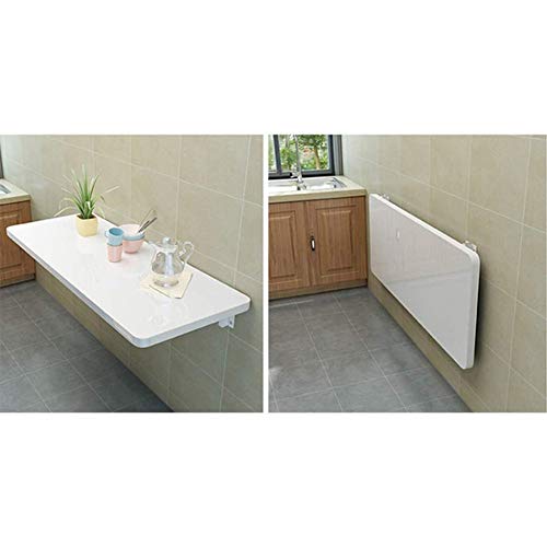 Table pliante murale robuste en acier laqué blanc avec vis