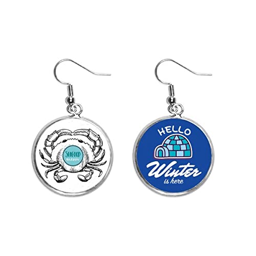 Pendientes de gota con boceto de cangrejo marino joyería de invierno