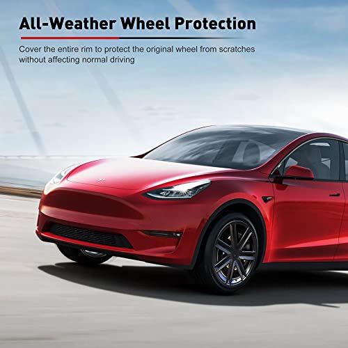 19 Inch Tesla Model Y Wheel Cover Hubcaps, Matte Black Wheel Covers Hubcaps For Model Y 2019-2023, Durable Abs Plastic Material, Easy Installation, Tesla Model Y Accessories, Set Of 4 #TOP5