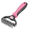 Pet grooming tool 2 sided undercoat rake for cats and dogs safe dematting comb for easy mats tangles removing no more nasty shedding and flying hair  urban country home decor
