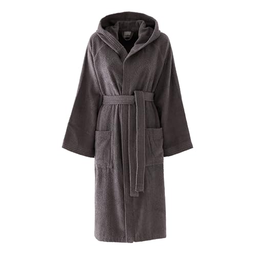 Bassetti Accappatoio Con Cappuccio, Fumo, 100% Cotone, Taglia Xl, Adulto Uomo Donna Unisex, In Spugna Morbido Assorbente Resistente E Lavabile In Lavatrice