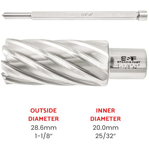 S&F STEAD & FAST Annular Cutter 1-1/8" Diameter 2" Cutting Depth, Mag Drill Bits with Pilot Pin for Magnetic Drill Press by S&F STEAD & FAST - Image 4
