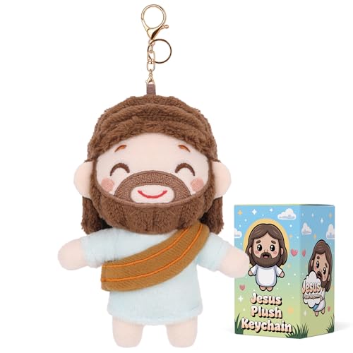 FunisFun Jesus Plush Keychain Mini Jesus Stuffed Animal Doll Fun Gift Idea for Baptism Easter Christmas Christian Party Favors