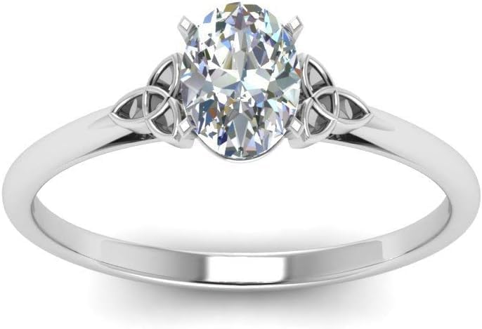 1.5 Ct Oval Cut Moissanite D Color VVS1 Clarity Ring, Solitaire ring, Celtic Knot Moissanite Ring, 925 Sterling Silver Engagement Wedding rings for women Mother's day Dainty Anniversary Jewelry Gift, 14k White Gold Finish