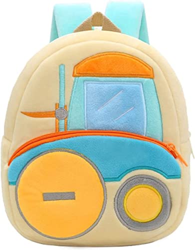 Image of blue tree Cute Boy's and Girl's Plush Bag Medium Quality Full Embroidery Designs Mini Travel Backpack Mango (Mango-Forklift Truck)
