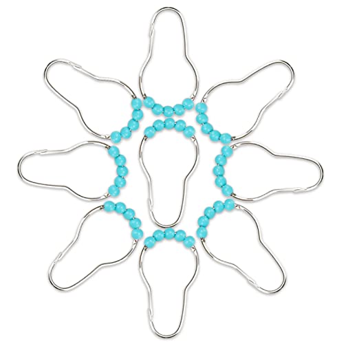 Misounda Duschvorhang Ringe, 12x Duschvorhang Haken Edelstahl Duschvorhangringe mit Gleitsystem, Generisch Gardinenringe Haken Duschvorhang für Duschvorhangstange Vorhangstange Kleiderstange,77x42mm Cover