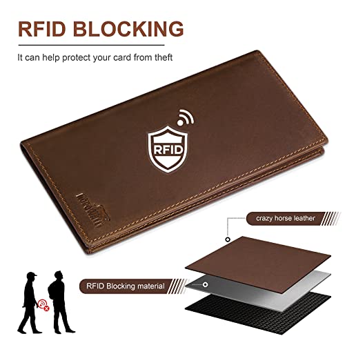 Nopowalli Long Wallets For Men, Genuine Leather Long Bifold Wallet Checkbook Wallets, Western Rodeo Wallet For Men, Rfid Blocking Leather Construction #TOP3