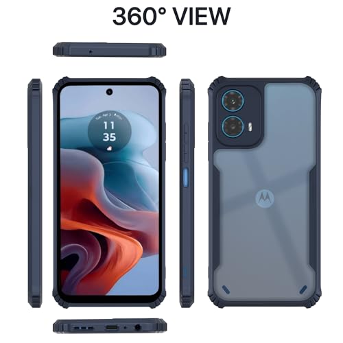 Image of Outlouders Back Cover for Motorola Moto G34 5G | Ultra Hybrid Transparent | Full Camera Protection | Raised Edge | Crystal Clear Bumper Case (Blue)