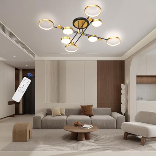 Plafonnier LED moderne télécommande incluse, lustre à intensité réglable