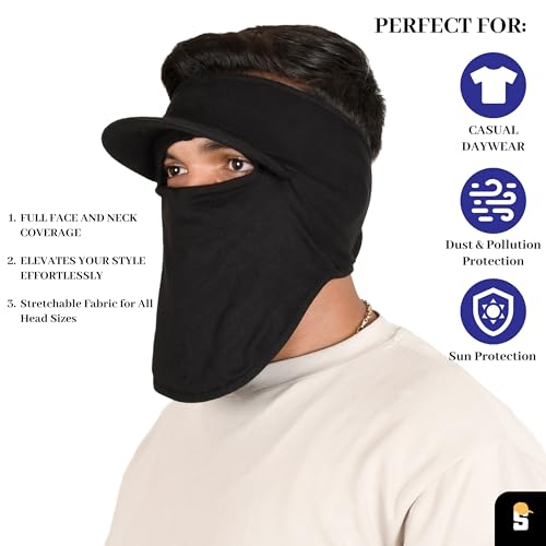 Image of R2 Cotton Visor Face Mask | Unisex Balaclava | Full Face Ninja Mask | Unisex Bike Riding & Cycling, Anti Pollution Dust & Sun Protection Full Face Cover Reusable Visor Mask